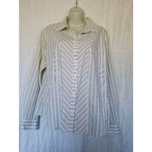 Womens apt. 9 essentials Shirt XL/LG White Black Striped button front